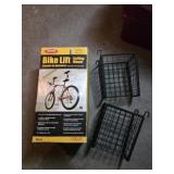 Ceiling mount bike lift , metal baskets