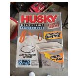 Husky 13 gal drawstring bags 4 boxes 90 per box