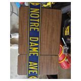 Metal Notre Dame Ave sign 36 inches long x 6