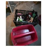 Car care in a basket with a bucket