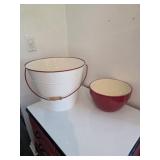 Metal pail 12 high x 15.5 across,  crock bowl