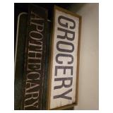 Grocery and Apothecary signs 37 x 13 and 35 x 6"