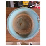 Blue green enamel dish pan 14 3/4" across x 5"