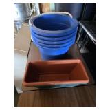 5 buckets and 3 planters