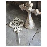 Cast Cross and Ornate Garden Stake 18 and 19 "
