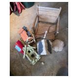 Bird Houses, seed scoop, baby swing and a rock (
