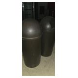 2 brown Commercial grade trash bins