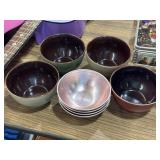 Stoneware soup bowls & coated plastic rose-sheen