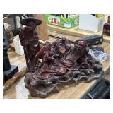 14' Chinese hand-carved hardwood figural sculpture