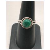 Silver green turquoise Ring marked 925 size 7