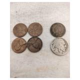 1Indian head penny and1 nickel 4wheat pennies