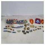 Military ribbons, pins,and patches