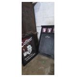 Coffee framed picture and chef menu chalkboard