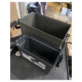 2 two plastic ammo boxes, larger one has dividers
