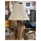Log base rustic handmade table lamp, base is 18'