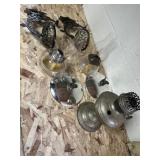 2 Brass wall-mount kerosene oil lamps and