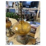 Hollywood Regency amber glass table lamp