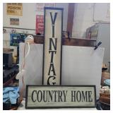 2 wood signs vintage 32in x 6.5in and 23in x 7in