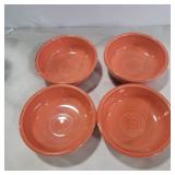 4 fiesta orange bowls 5.5in diameter