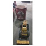 Tonka tractor and metal v8king lard tin