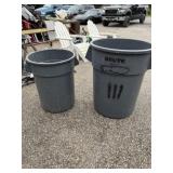 Two commercial grade trash cans, 155 gallon and