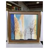 25x24 framed, abstract landscape painting (good