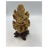 hand-carved soapstone floral sculpture 8 inches