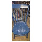 Small child's blue wooden chair