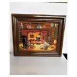 Framed needlepoint wall hanging 1980s Cozy Hearth