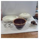 Heartland casserole and lidded dish, brown drip