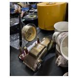 Lafayette bank metal coin bank & sharp desk clock