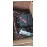 Leather bag, cannon camera bag and fishing lure