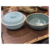 Hall China Dutch oven and stoneware bowl, vintage