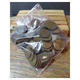A BAG OF OVER 100 OLD WHEAT PENNIES