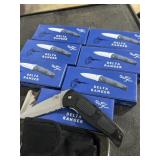 7 pocket knives with boxes and case cases