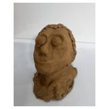 handmade clay or terracotta head sculpture 7in