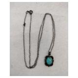 Silver turquoise necklace marked  FA107 .075oz