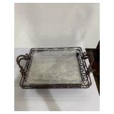 Metal tray baskets with glass x2