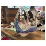 Murano blown glass basket 15'