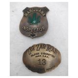 Marijuana inspector and zigzag man badges