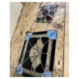 2 handcrafted stained glass hanging window panels