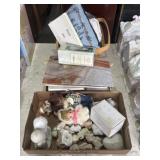 Precious Moments books, loose figurines, basket