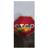Stop sign road sign single sided 30x30in has