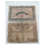 2 1915, 1917 France banknote