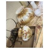 Floral hanging swag glass lamp