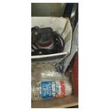 Sump pump , towel holder , and 7mil plastic drop