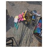 Decorative lawn stakes windmill, flower bee and