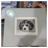 George Engle 'beagle' print matted not framed 9in