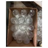 clear glass wide-mouth mason jar with embossed