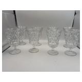 Eight Fostoria American clear glass cubist